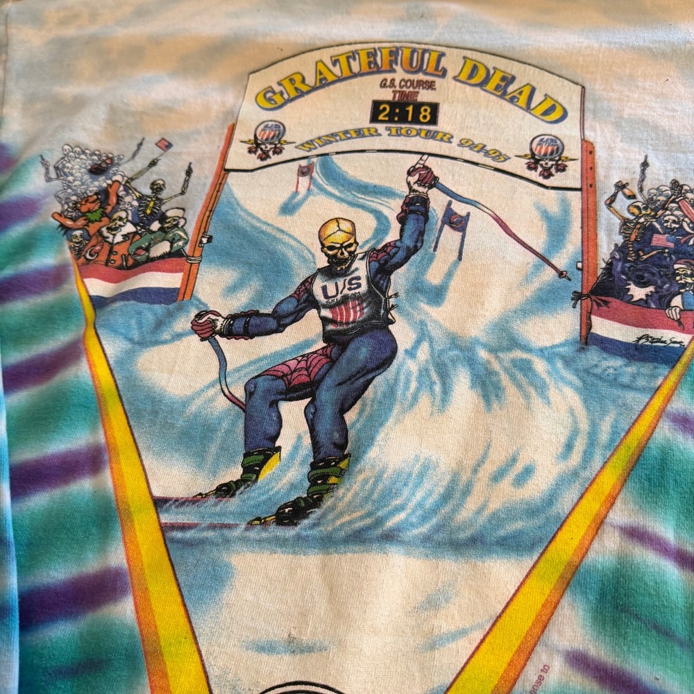 Vintage Grateful Dead US Ski Team Winter Tour Tie Dye Shirt Large Single Stitch - Picture 4 of 11